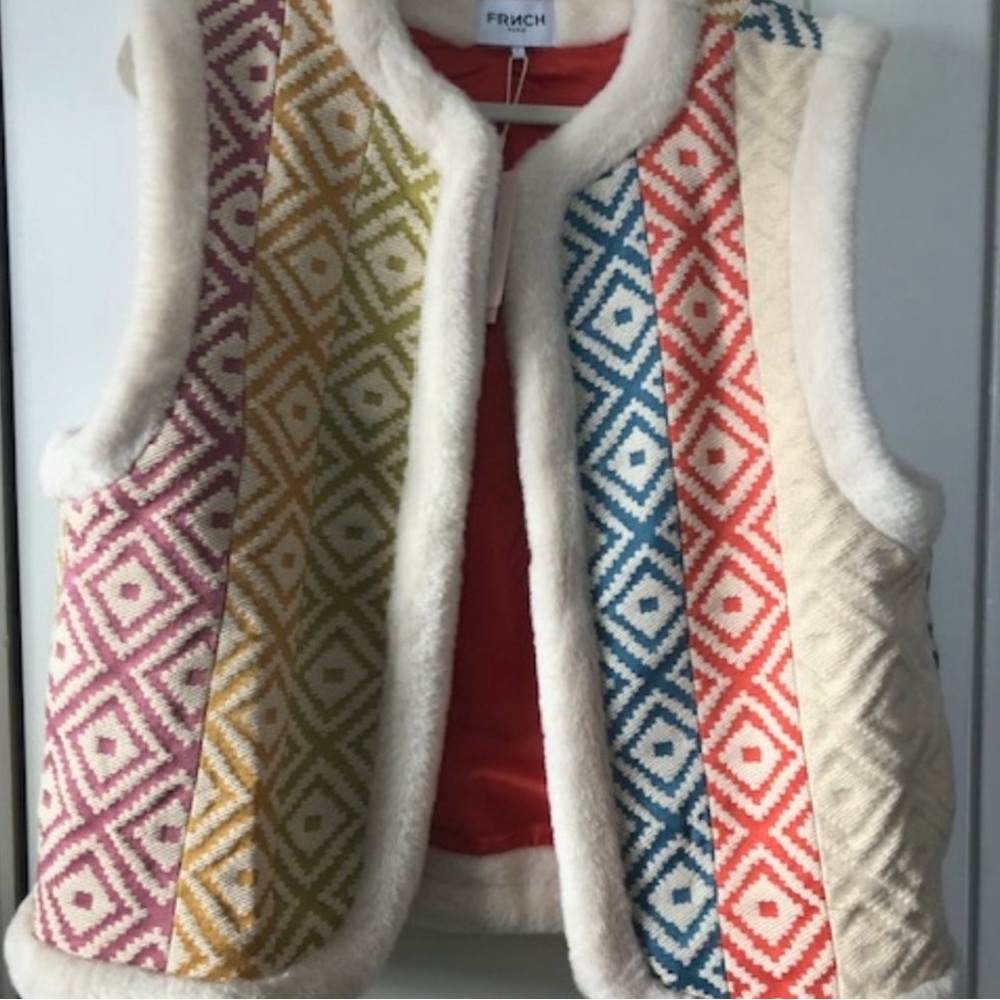 NWT FRNCH Vest with faux fur trim